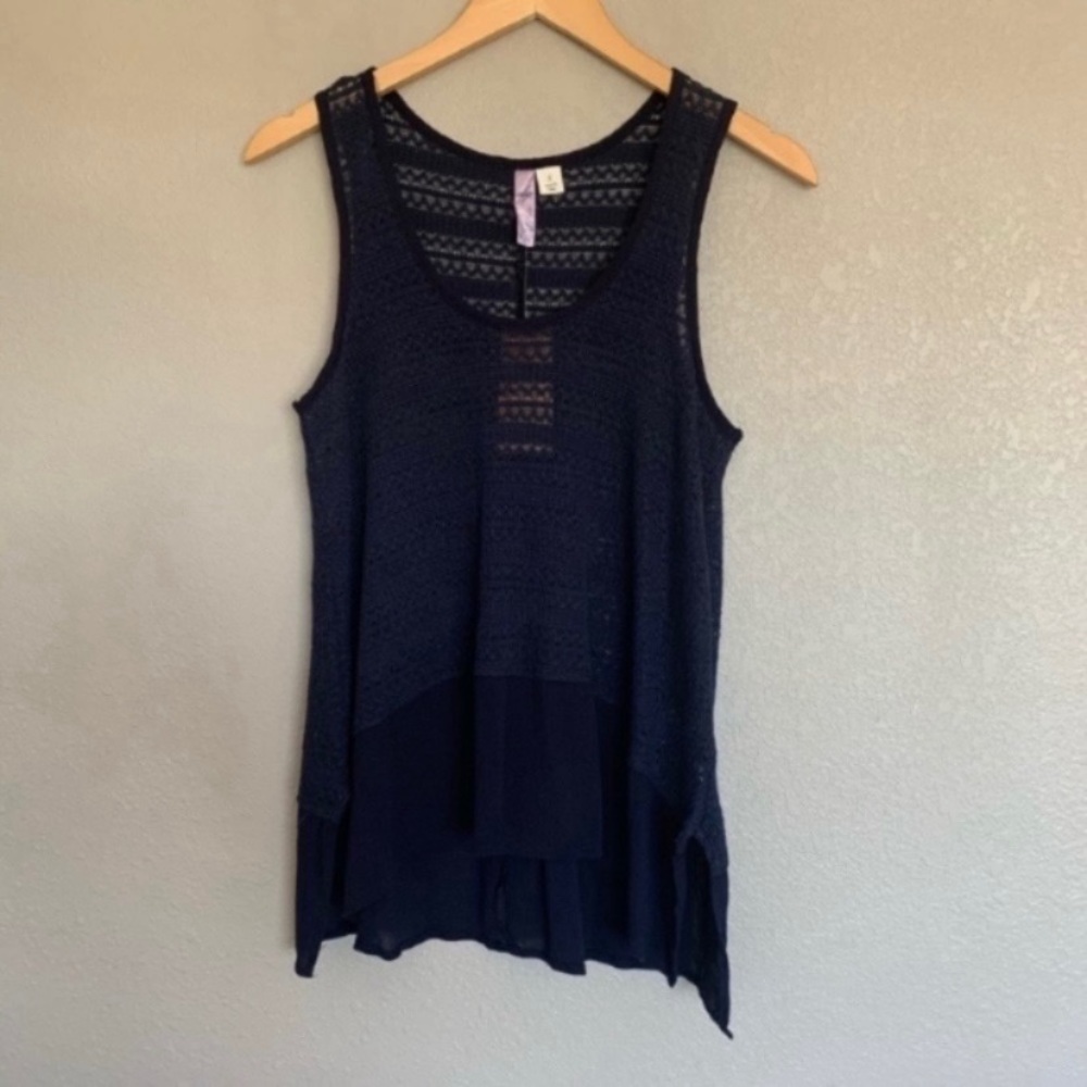 Alya for Francesca’s Sleeveless Tank Top Size Small Blue Knit & Chiffon Casual